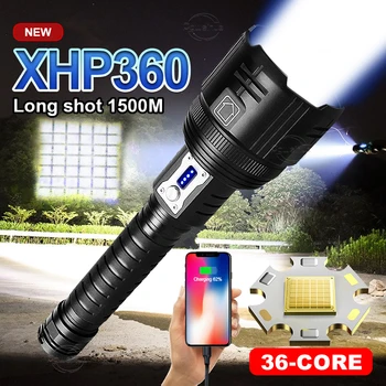 2022 Uusim Suure Võimsusega XHP360 LED Taskulamp USB Laetav Kerge 18650 Laterna Avarii Taktikaline Taskulamp Torch Telkimine