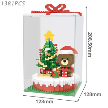 KES Loomingulise Micro ehitusplokid Lossi Karu Mudel Display Box Diamond Mini Telliskivi Mänguasjad Lastele jõulukinke