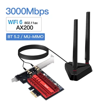 3000Mbps Traadita WiFi 6 Intel AX200 PCIe Adapter Bluetooth 5.2 Wifi Võrgu Kaart 802.11 ac/ax AX200NGW Wi-fi Wlan Kaart PC