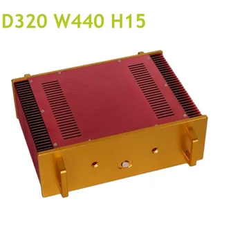 D320 W440 H150 Puhas Taga Šassii Võimendi Kasti DIY Alumiinium Puhul Anodeerimine Gold, Punane Ruum Tasakaalustatud Augud Audio Kest