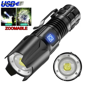 Võimas Mini XHP50 LED Taskulamp USB Laetav Tasku Taktikaline Taskulamp Zoomable Väike Self-defense Light Pen Clip Lamp