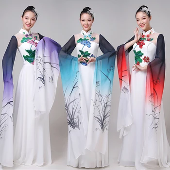 Daamid yangko tants hiina stiilis naine hanfu kostüüm klassikalise tantsu tantsu riided hmongi riided