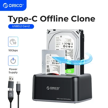 ORICO kõvaketas Docking Station 2.5/3.5 Tollise SATA Tüüpi-C USB3.2 10Gbps Gen2 HDD Puhul Offline Kloon 12V3A Toide