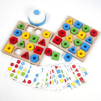 Geomeetrilise Kuju, Värvide Sobitamise Puzzle Laps Montessori Hariduslik Mänguasi Lastele Puidust Mänguasju Lastele Interaktiivne Mäng Lahing