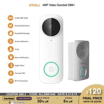 IMOU DB61 Smart Home Video Heliseb Uksekell Turvalisuse Kaamera Juhtmega WiFi 4MP QHD RIP Andur HDR Öise Nägemise Alexa Kohalikku mälu