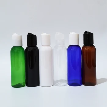 50tk 60ml Tühi Mini Ring Must Valge PET Pudel Ketta Ülemisele kaanele Šampoon, dušigeel vedelseep Reisi Kosmeetikatoodete Pakendid