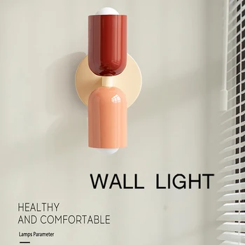 Värvikas Wall Lamp Double Juht Põhjamaade Loovust Minimalistlik Magamistuba Öö Lugemise Kodu Uuringu Taust Seina Lamp E27 Valgustus