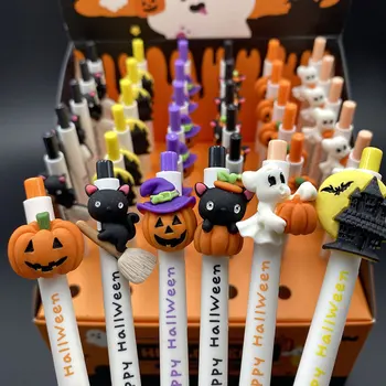 600Pcs Õpilane Halloween geel Pliiatsid Kingitus Armas Silikoon Kõrvits Kass Vaimu Vajutage Geeli Pliiats Must Allkiri Pliiatsid