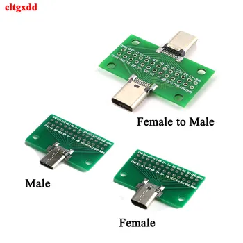 Tüüp C-Meeste ja Naiste USB-3.1 Test PCB Pardal Adapter, Tüüp C 24P 2.54 mm Pistiku Pesa Andmed Liini juhtmed Üleandmine