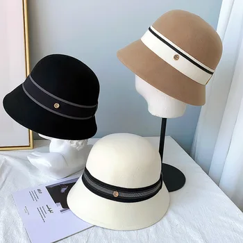 2021 Uus Naine Ämber Müts Talve Villane Vintage Elegantne Naiste Fedoras Viltkübarad Mood Prantsuse Pallija Sombrero Villane Müts Peakatet