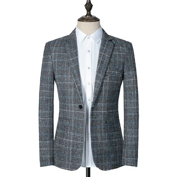 2021 Brändi riided Meeste kõrge kvaliteediga puhas puuvillane ülikond/Meeste slim fit ruuduline äri Bleiserid/Mees Vabaaja ülikond jope Mood Mantel