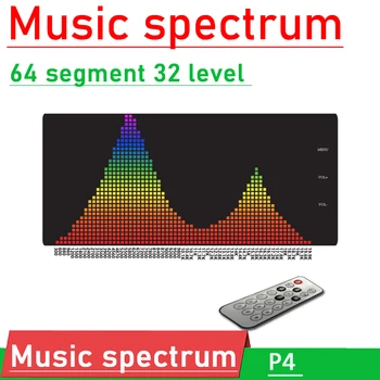 64 segmendi LED Muusika Spekter KELL Ekraan kaugjuhtimispult hääljuhtimine Taseme Indikaator rütmi Analyzer VU Meeter Võimendi