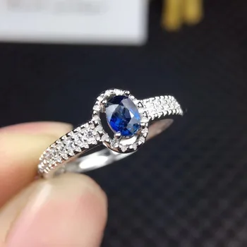 safiir rõngas 3*5mm naturaalne tume sinine safiir Hiina sapphire minu tahke 925 silvr sapphire naine abielusõrmus