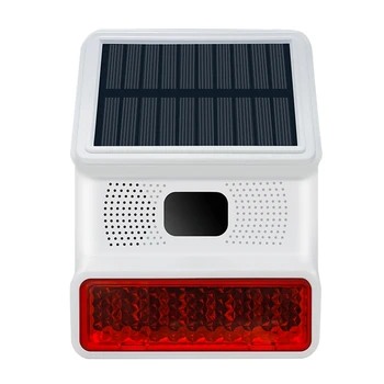 1 Töö 433MHZ Juhtmevaba Solar Powered Laetav Alarm Koos IP65 Veekindel Funktsiooni Valge Väljas