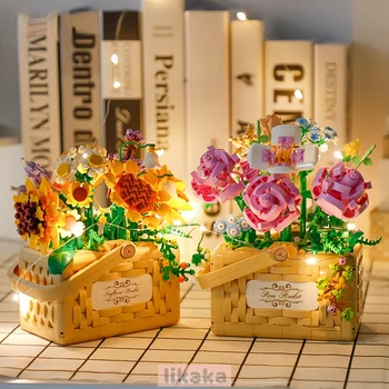 Roosi Korvi Mini ehitusplokid Mänguasjad Tüdrukute ystävänpäivä Kingitused Taimi Lill 3D Mudel Tellised Mänguasjad Kodu Kaunistamiseks