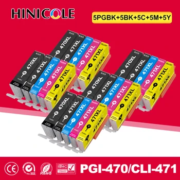 Hinicole 5Set PGI470 CLI471 PGI-470 CLI-471 Ühilduv Kassett 470XL 471XL Canon PIXMA TS5040 MG5740 MG6840 TS6040 Printer