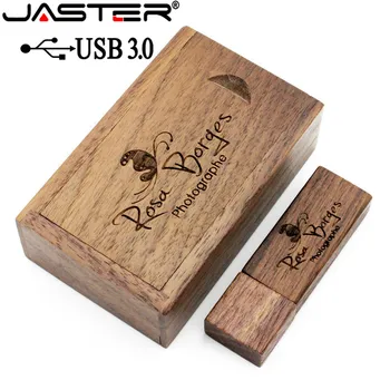 JASTER USB 3.0+kast, Puit vaher usb flash drive pendrive 4GB 8GB 16GB 32GB 64GB mälupulk 1TK tasuta custom logo