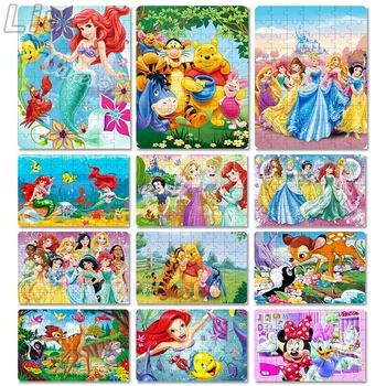 Disney Printsess Lumivalgeke Bambi Miki Karupoeg Puhh 100 Tükk Puzzle On Puidust Puzzle Haridus Mänguasjad Lastele